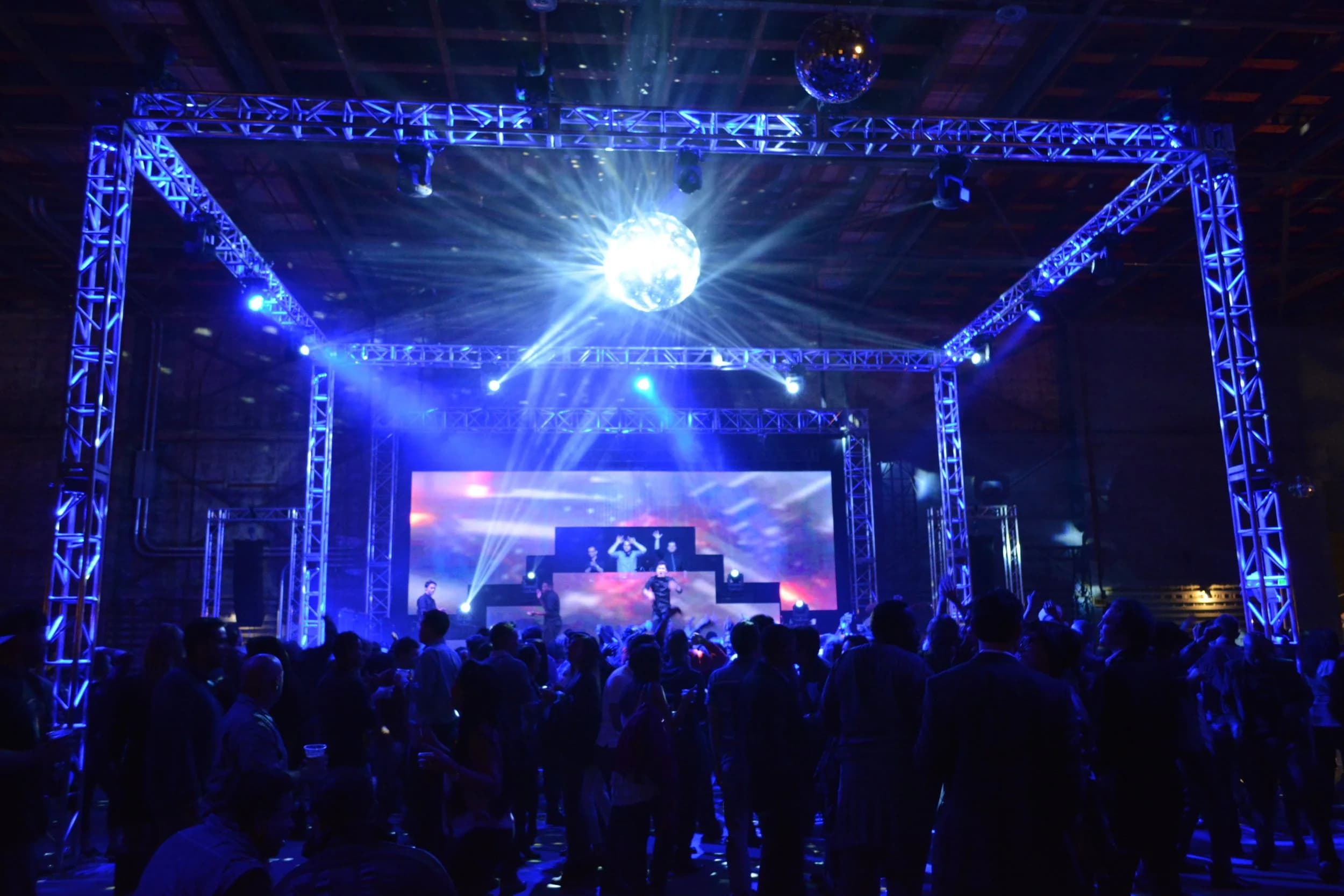 Full-scale gala stage production with lighting rig