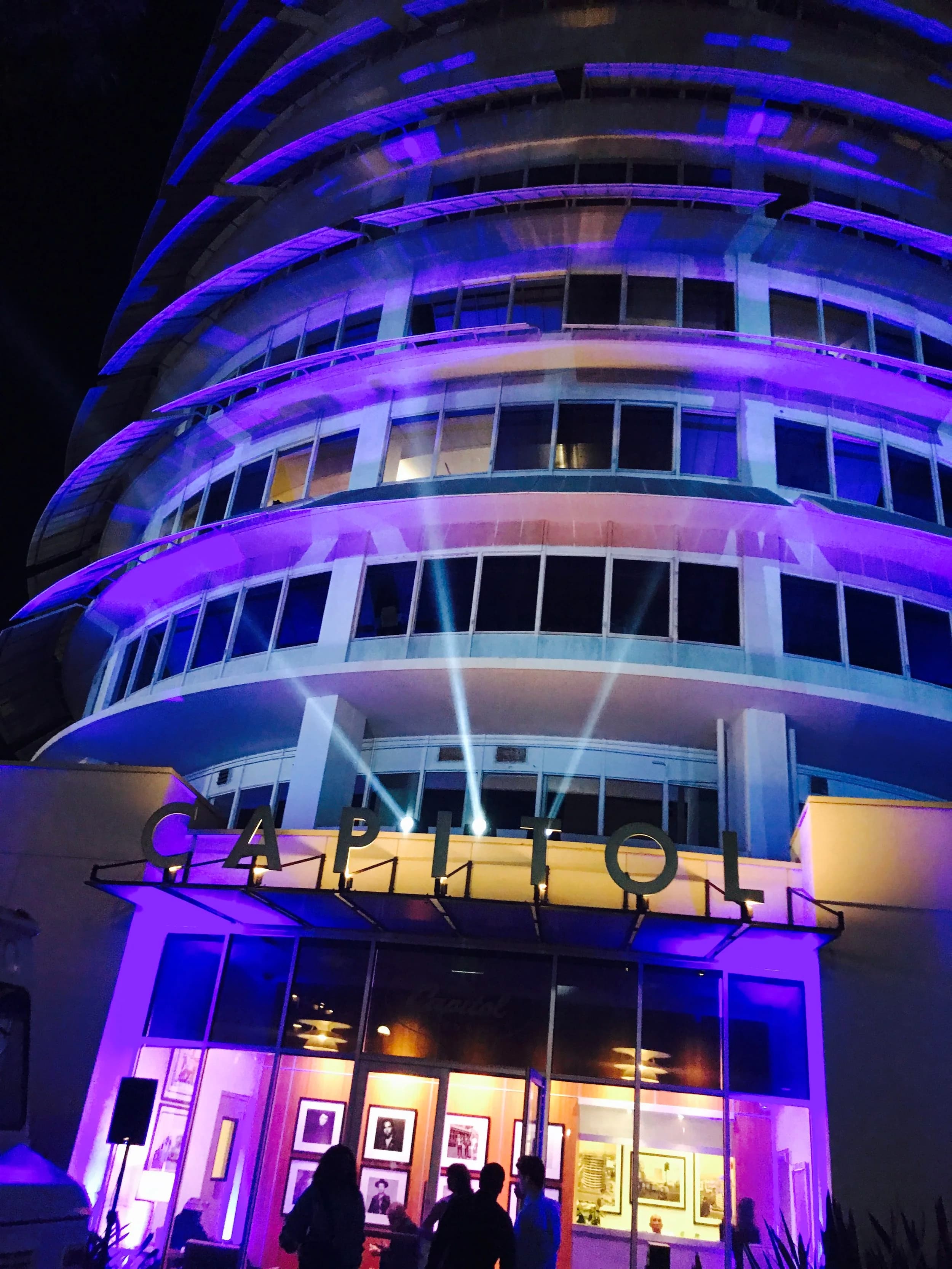 Lighting design lighting up the Capitol Records building