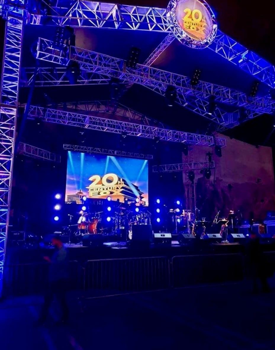 Concert stage build with full truss structure and LED screen